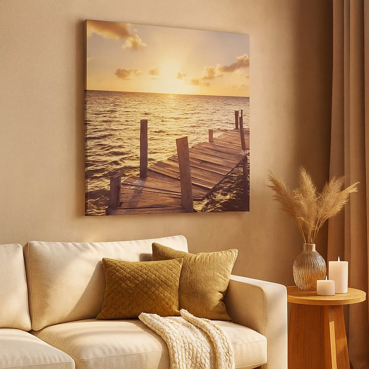 Quadro em tela - A terra dourada da gentileza - 30x30 cm