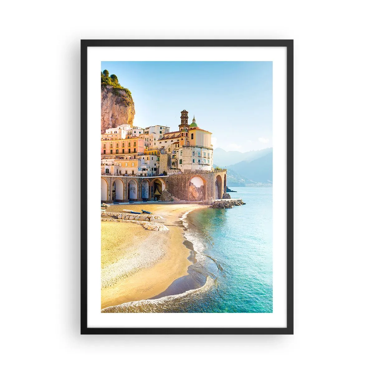 Pôster com moldura preta - Uma pitoresca cidade italiana à beira-mar - 50x70cm - Uma cidade inacreditável - Decoração de parede moderna para a sala de estar e quarto ARTTOR
