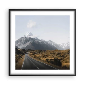 Pôster com moldura preta - O caminho para o coração das montanhas - 50x50 cm