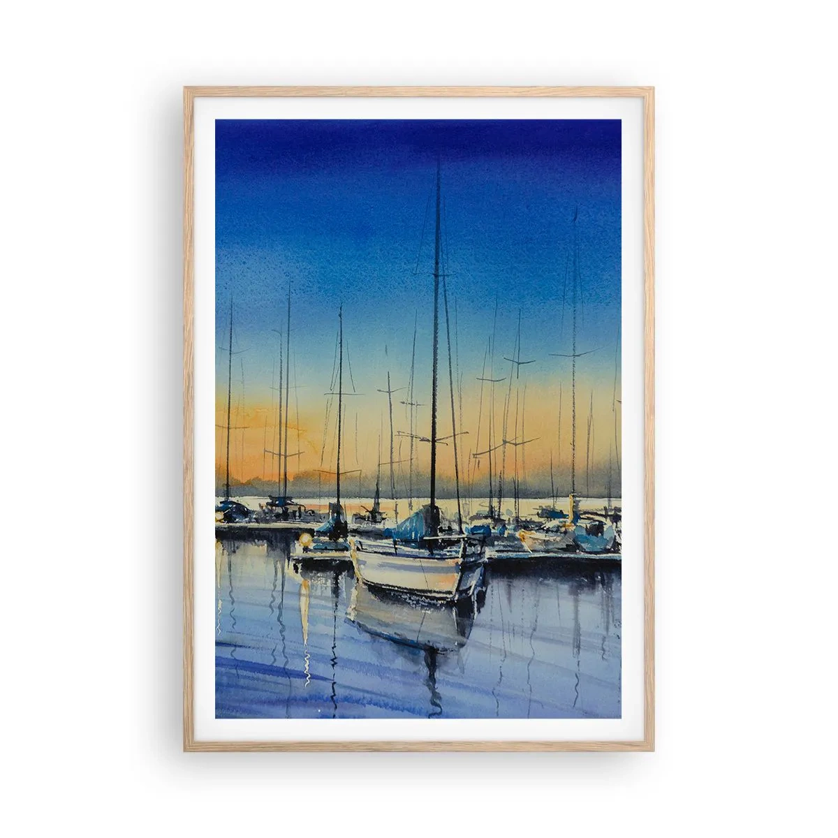Pôster com moldura de carvalho claro - Fim de um bom dia - 70x100 cm