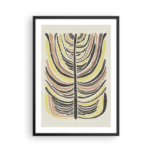 Pôster com moldura preta - Folha abstrata em tons de terra - 50x70cm - Abstração cheia de vida - Decoração de parede moderna para a sala de estar e quarto ARTTOR