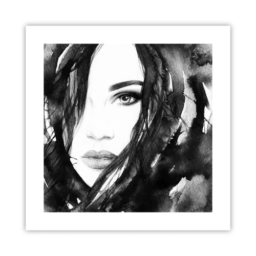 Pôster - Retrato de uma dama a preto e branco - 40x40 cm