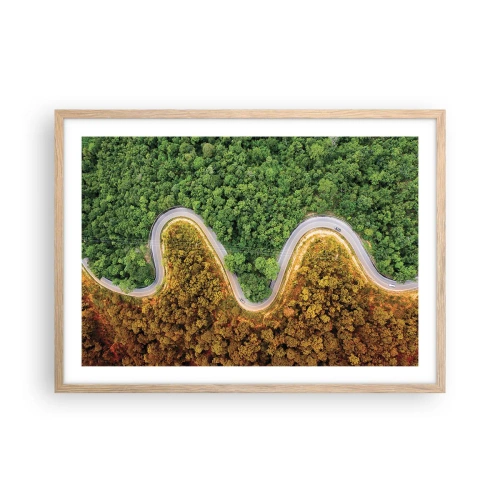 Pôster com moldura de carvalho claro - Fronteiras e descobertas - 70x50 cm