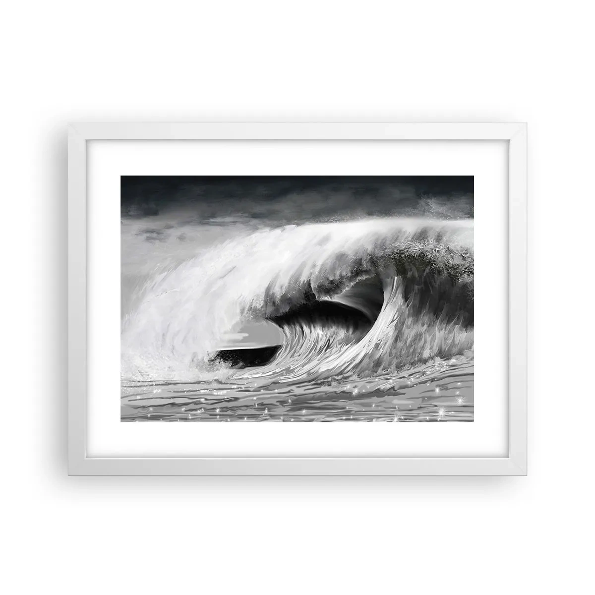 Pôster em moldura branca - A ira do oceano - 40x30 cm
