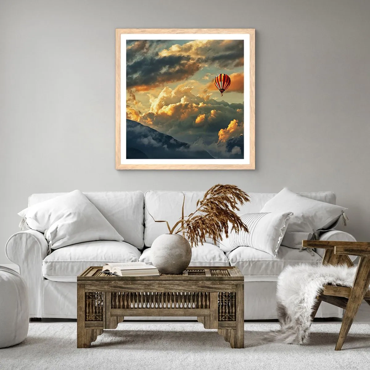 Pôster com moldura de carvalho claro - Eu voo porque sou livre - 60x60 cm