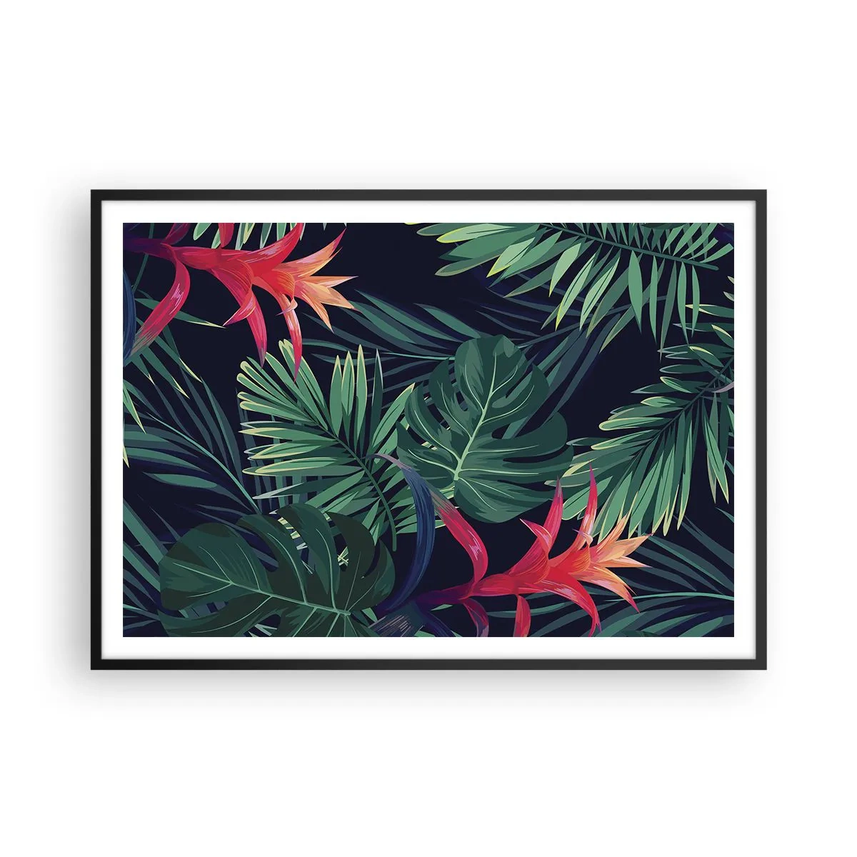 Pôster com moldura preta - Queimar em verde - 100x70 cm