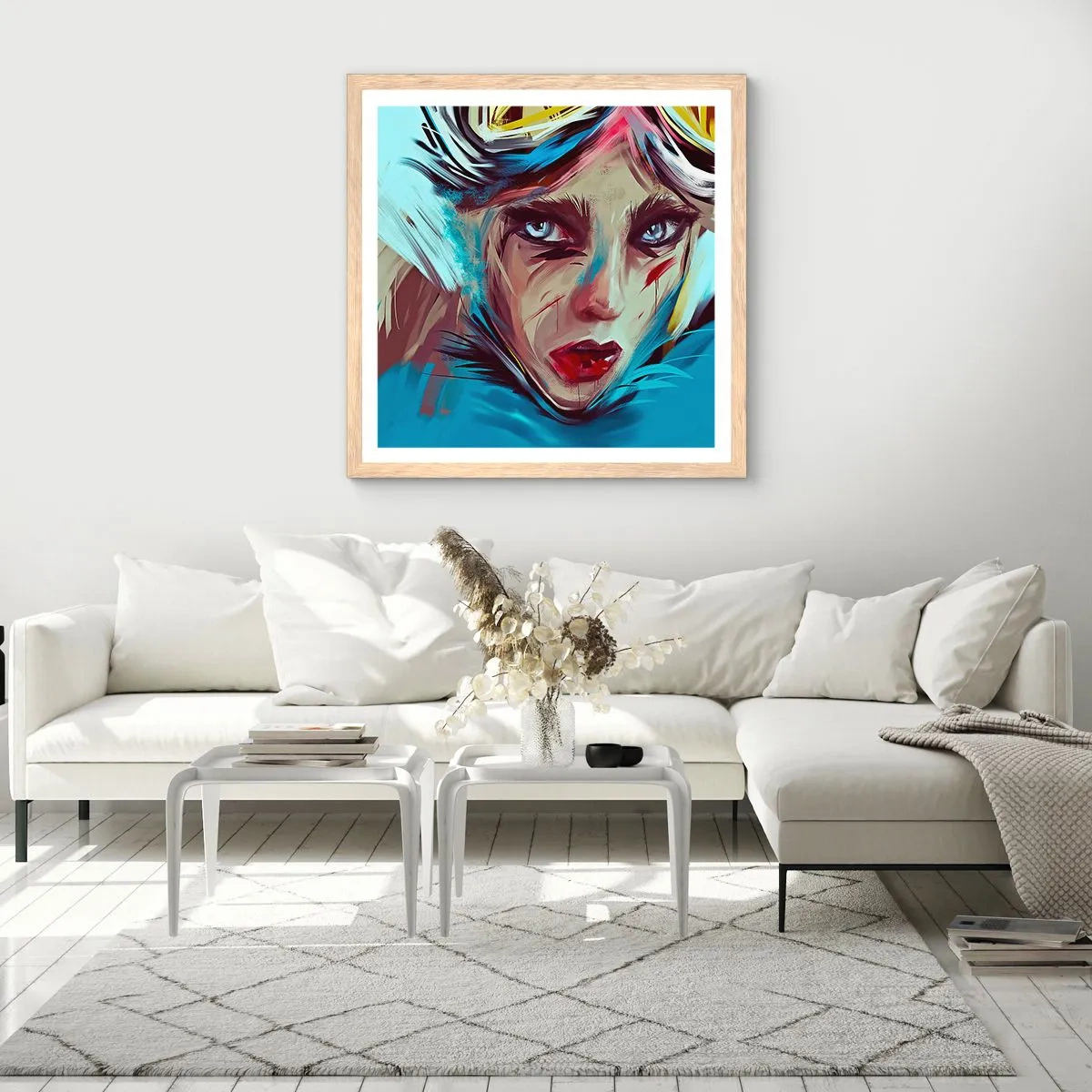 Pôster com moldura de carvalho claro - A guerreira das estradas - 50x50 cm