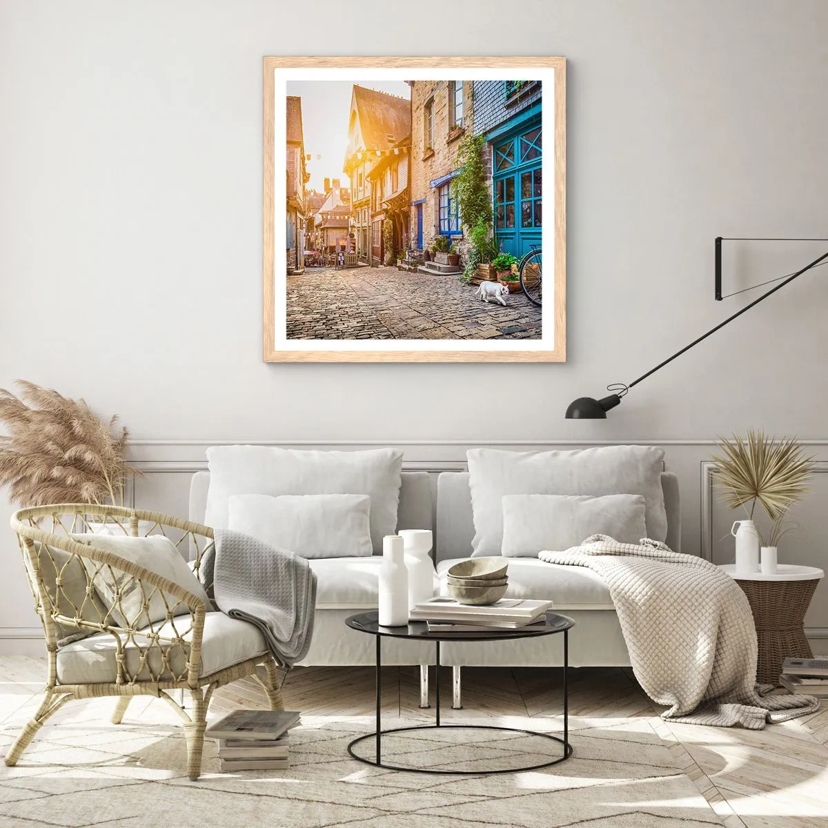 Pôster com moldura de carvalho claro - O espírito branco da cidade - 40x40 cm