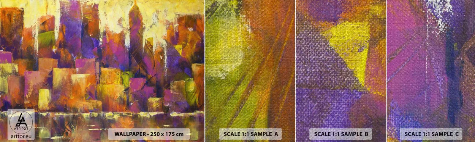 Amostra de papel de parede Premium Canvas - Composição metropolitana - Abstração, Pedaço, Arte Moderna - 100x30 cm