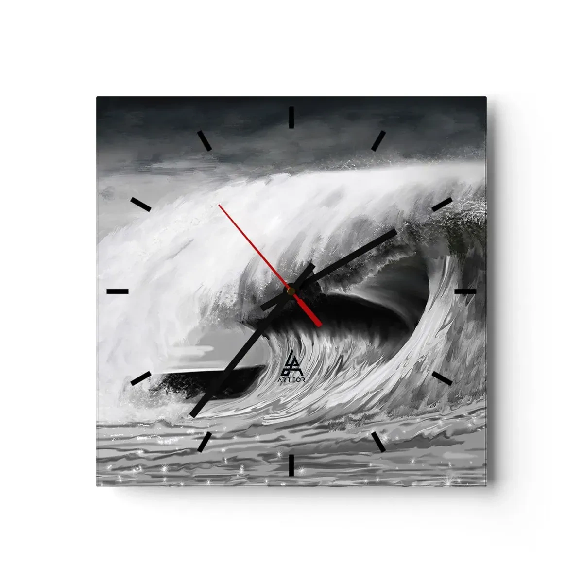 Relógio de parede - Relógio em vidro - A ira do oceano - 30x30 cm