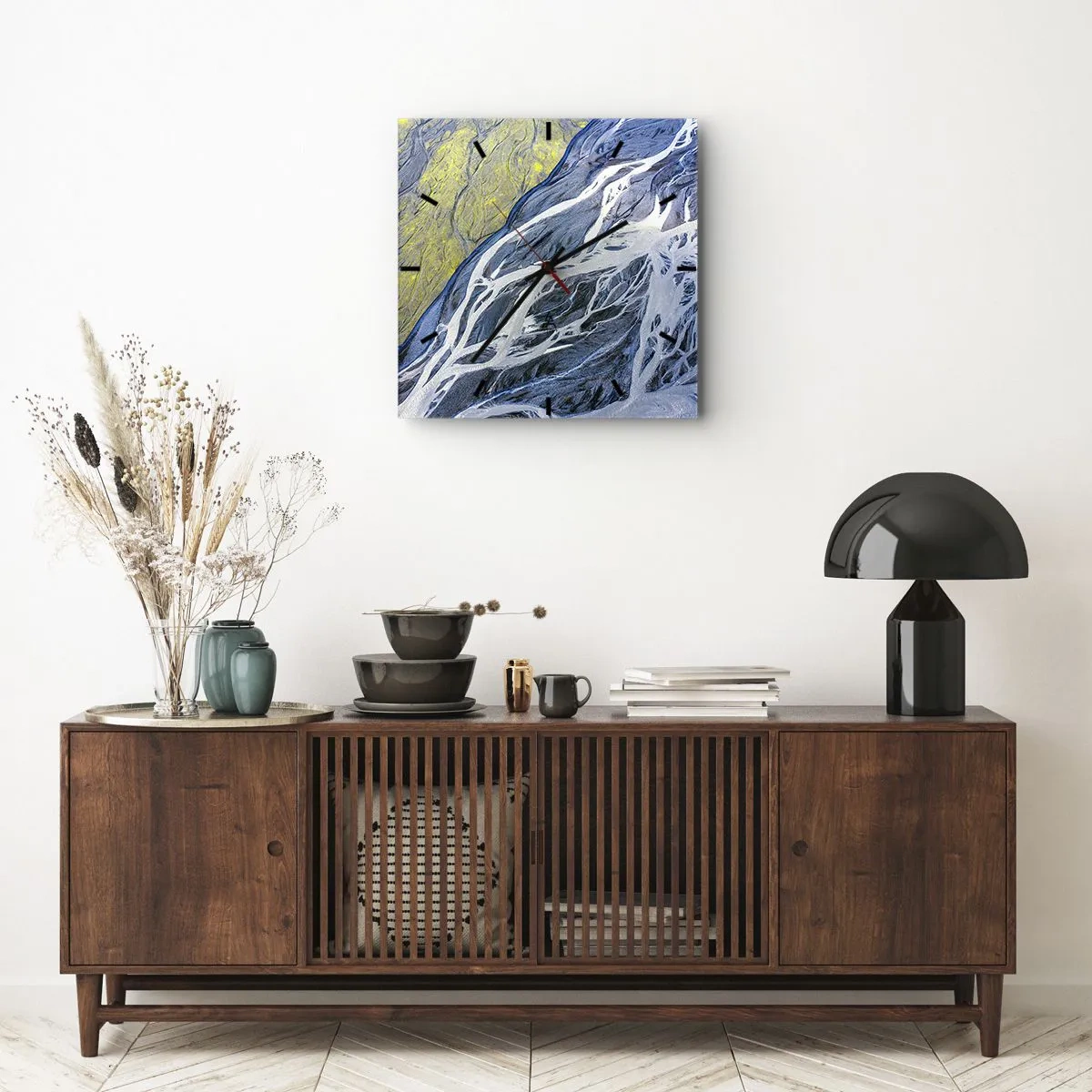 Relógio de parede - Relógio em vidro - Pinturas rupestres da natureza - 40x40 cm