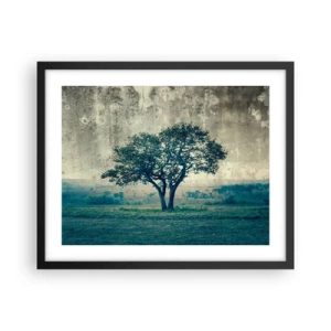 Pôster com moldura preta - Uma macieira num prado azul? - 50x40 cm