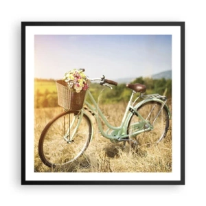 Pôster com moldura preta - Vou ficar aqui por um tempo - 60x60 cm