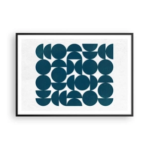 Pôster com moldura preta - Círculos e semicírculos - 100x70 cm