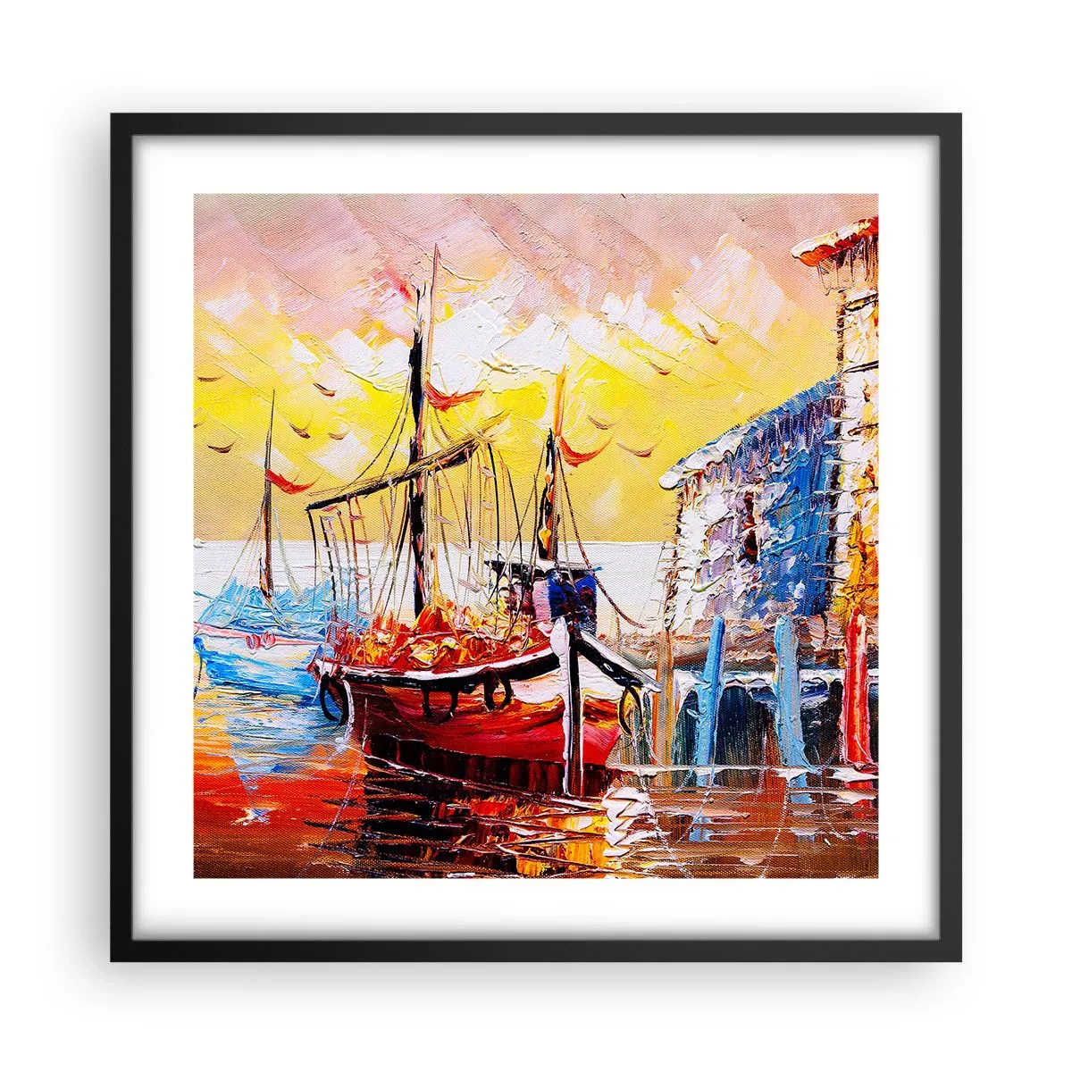 Pôster com moldura preta - Feliz retorno - 50x50 cm