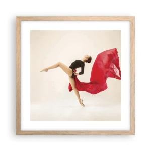 Pôster com moldura de carvalho claro - Vermelho e preto - 40x40 cm
