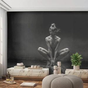 Papel de Parede Autocolante Deluxe Sticker - A energia da dança - Dançarino, Mulher, Preto e branco - 150x105 cm