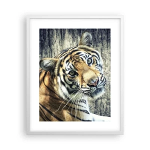 Pôster em moldura branca - Retrato em feixes de luz - 40x50 cm