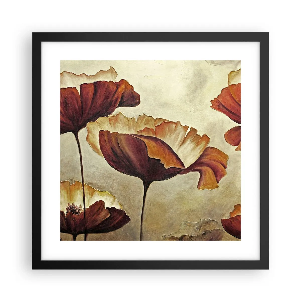 Pôster com moldura preta - Prados e pradarias - 40x40 cm