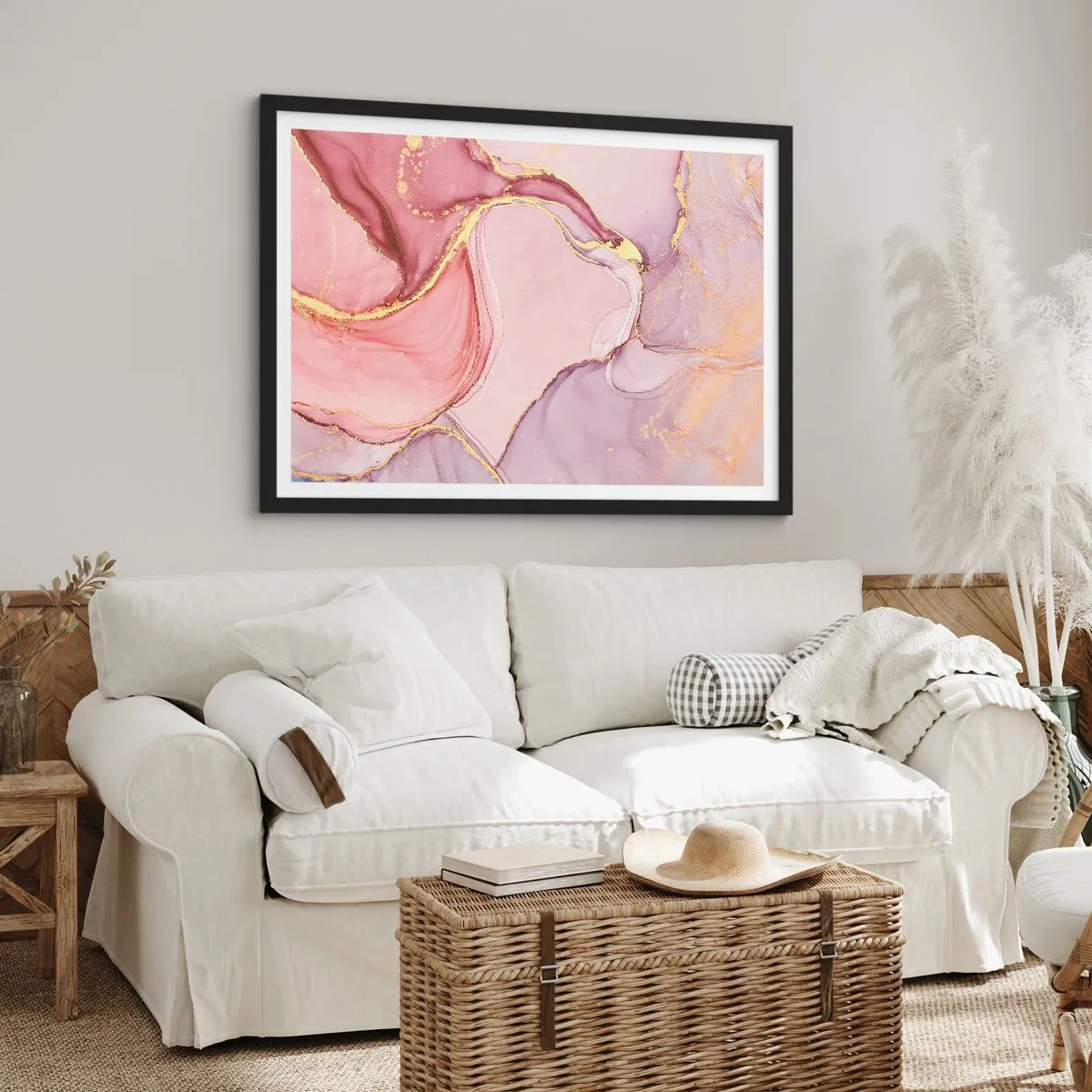 Pôster com moldura preta - Carícia das cores - 70x50 cm