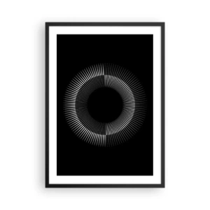 Pôster com moldura preta - Uma composição hipnotizante de um círculo luminoso sobre um fundo preto. - 50x70cm - Sol preto - Decoração de parede moderna para a sala de estar e quarto ARTTOR