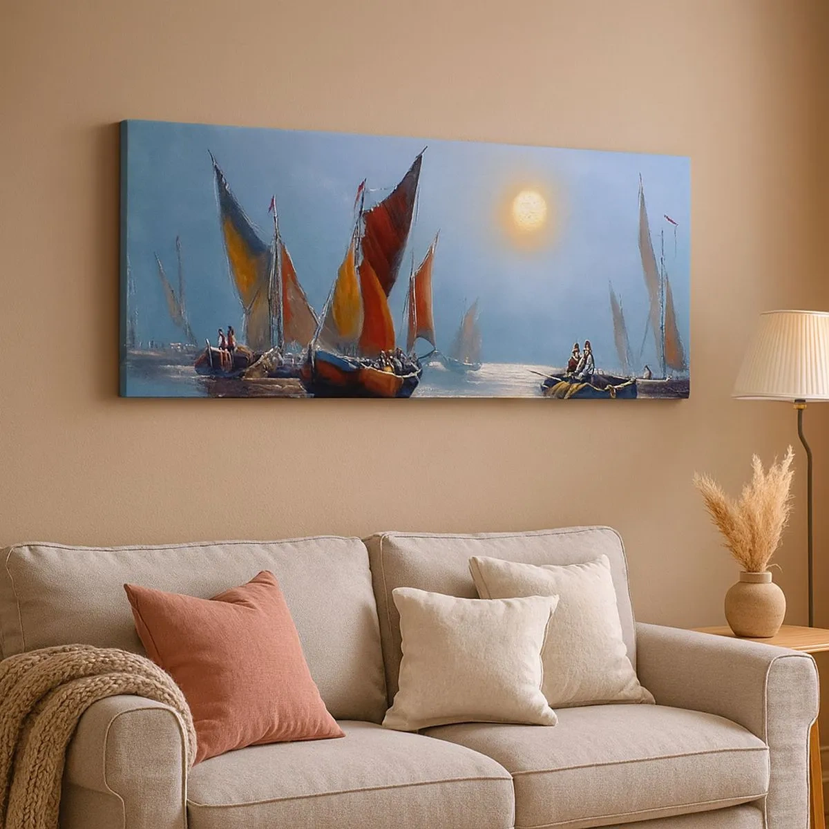 Quadro em tela - Pesca noturna - 100x40 cm