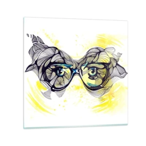 Quadro em vidro - Através de óculos azuis - 70x70 cm