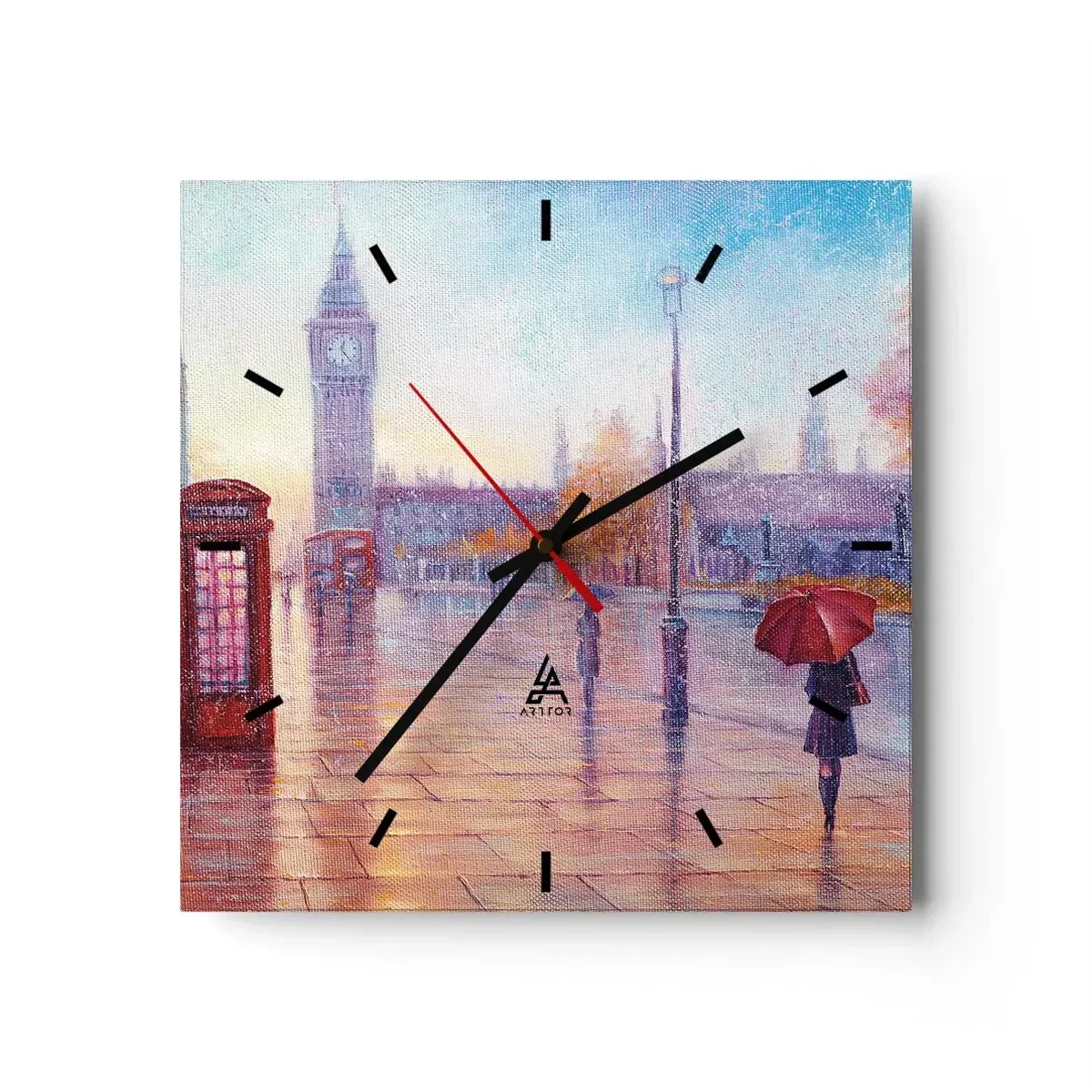 Relógio de parede - Relógio em vidro - Um dia de outono em Londres - 30x30 cm