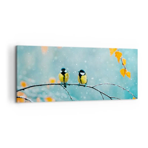 Quadro em tela - Fofoca de pássaros - 100x40 cm