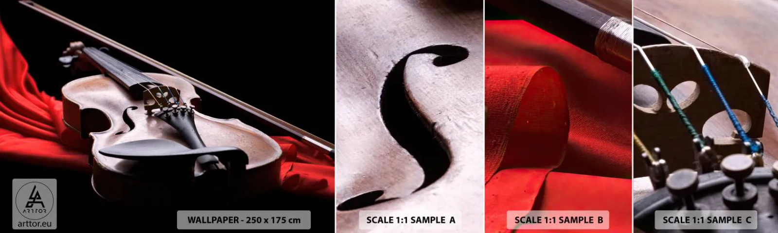 Amostra de Papel de Parede Standard Eco - Música de sentimentos - Música, Violino, Um instrumento musical - 100x30 cm