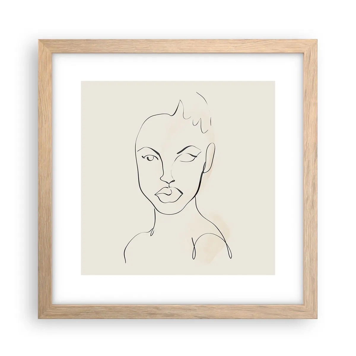 Pôster com moldura de carvalho claro - Esboço da sensualidade - 30x30 cm