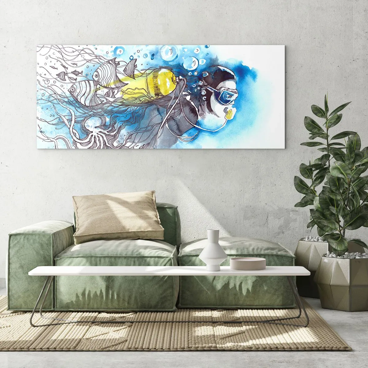 Quadro em vidro - Azul Infinito - 120x50 cm