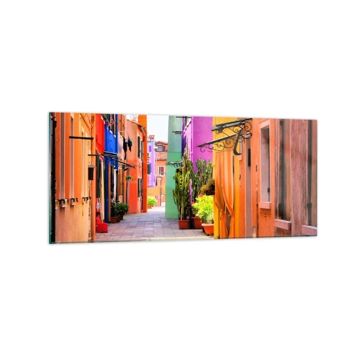 Quadro em vidro - Beco arco-íris - 120x50 cm