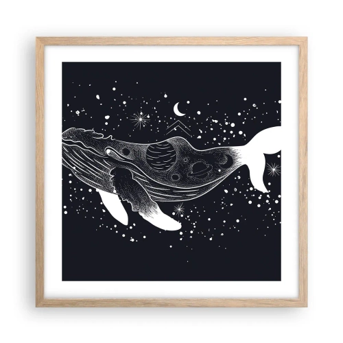 Pôster com moldura de carvalho claro - No oceano do universo - 50x50 cm