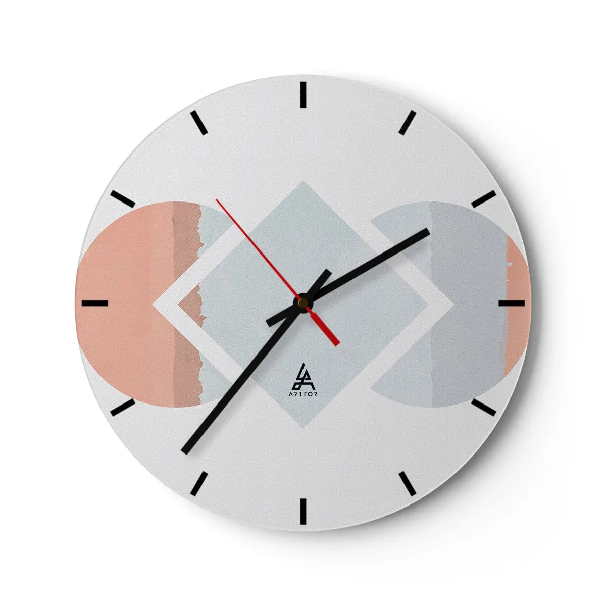 Relógio de parede - Relógio em vidro - Composição geométrica em tons pastéis - 30x30cm - A situação é clara - Decoração de parede moderna para a sala de estar, cozinha e quarto ARTTOR