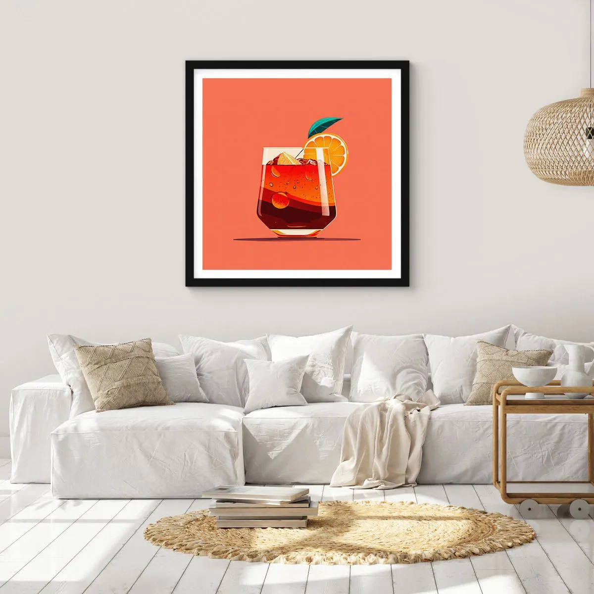 Pôster com moldura preta - Refresco de verão - 50x50 cm