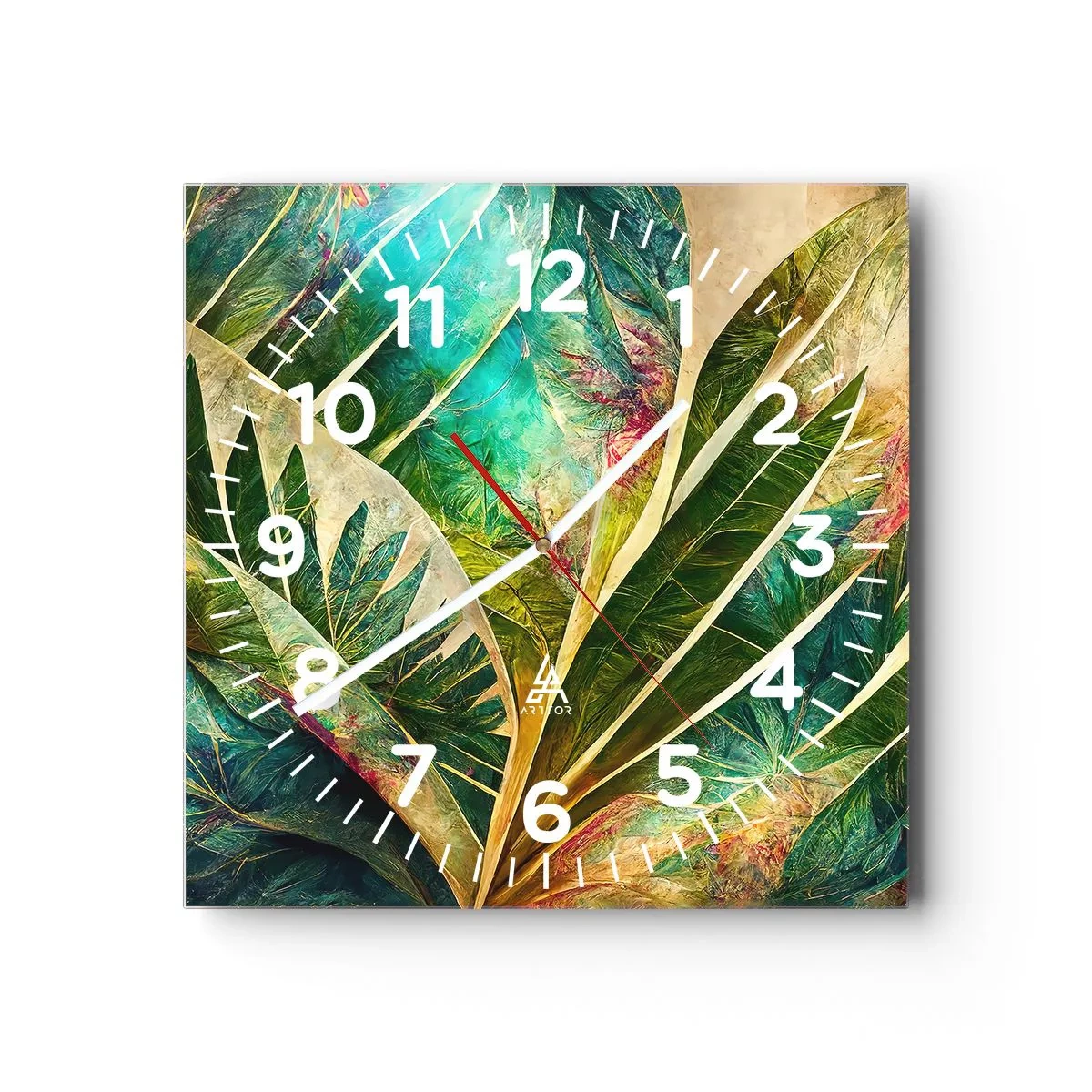 Relógio de parede - Relógio em vidro - As cores dos trópicos - 40x40 cm
