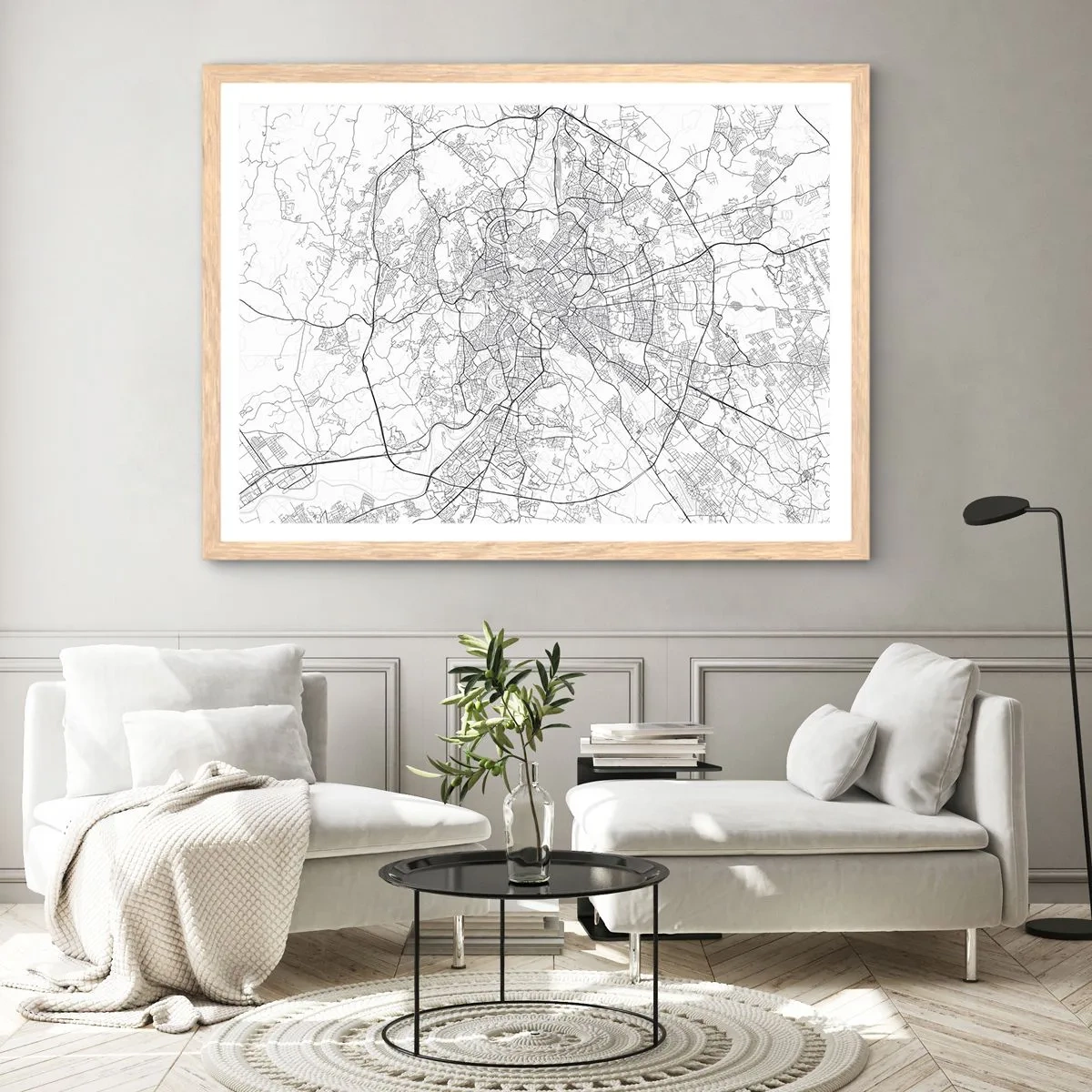 Pôster com moldura de carvalho claro - Círculo romano - 40x30 cm