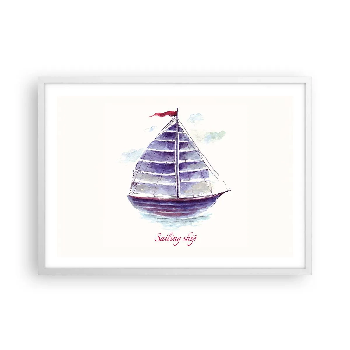 Pôster em moldura branca - Cheio de velas e águas calmas - 70x50 cm