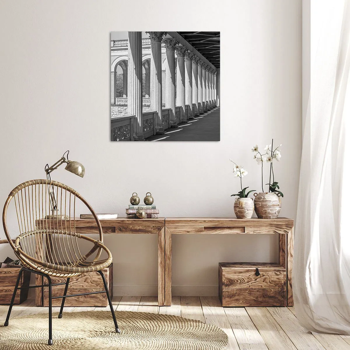 Quadro em tela - Arcada ensolarada - 50x50 cm