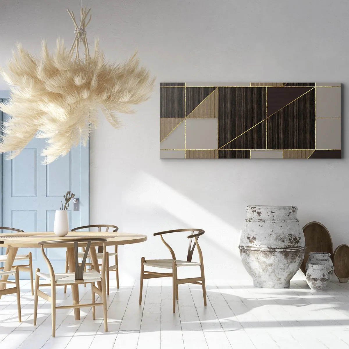 Quadro em tela - Mosaico de bronzes e ouro - 90x30 cm