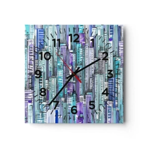 Relógio de parede - Relógio em vidro - Azul do céu - 30x30 cm