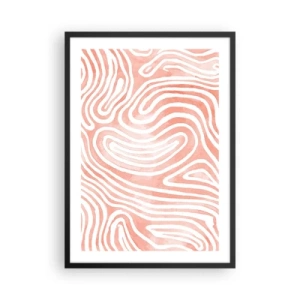 Pôster com moldura preta - Linhas abstratas em tons de salmão e branco - 50x70cm - No labirinto de corais - Decoração de parede moderna para a sala de estar e quarto ARTTOR