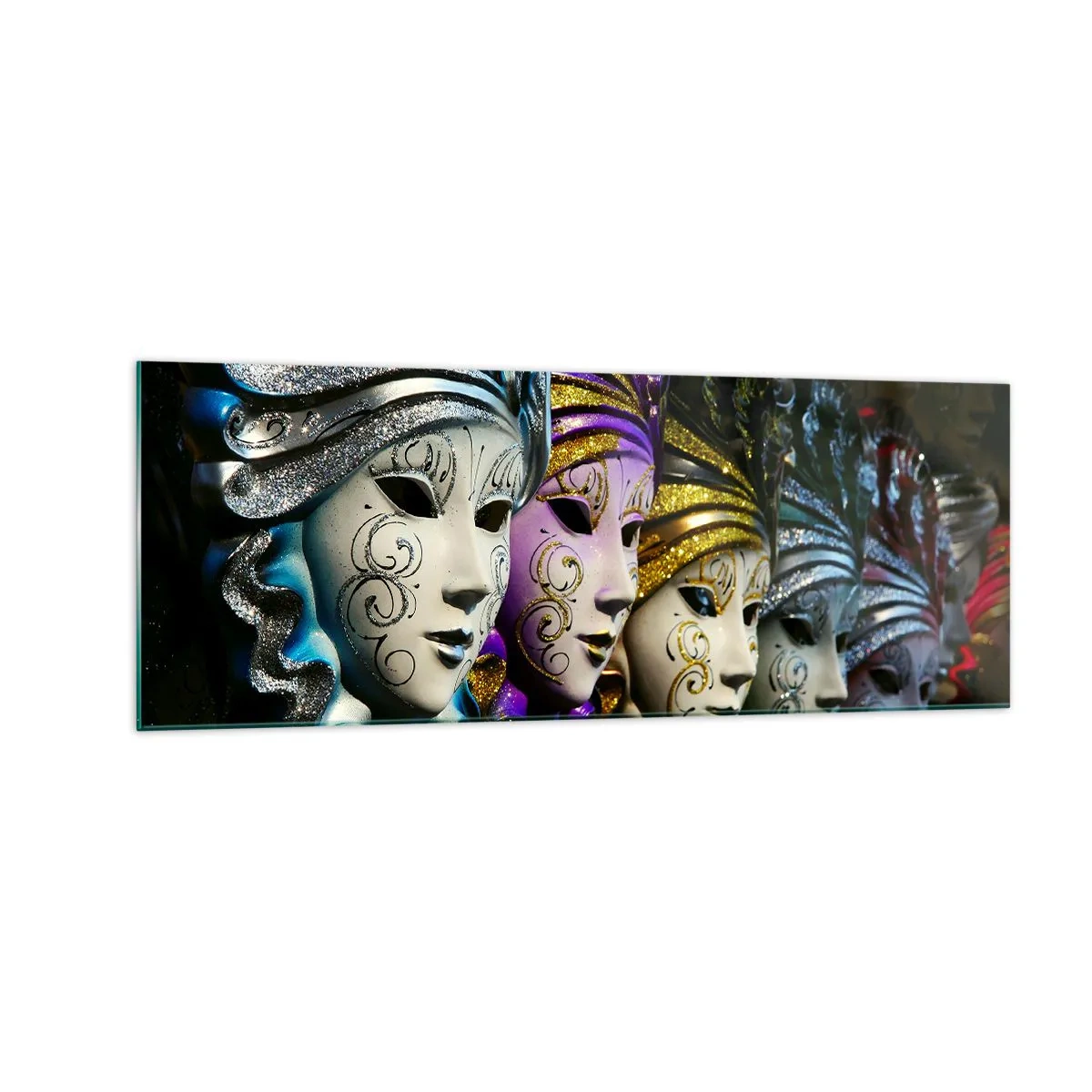 Quadro em vidro - Mistério em ouro e prata - 140x50 cm