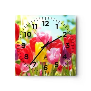 Relógio de parede - Relógio em vidro - Somos nós, as cores de maio! - 30x30 cm