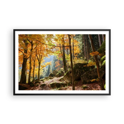 Pôster com moldura preta - Tempo para descansar - 91x61 cm