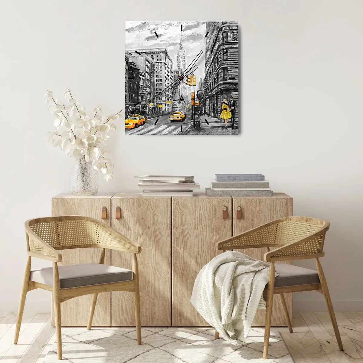 Relógio de parede - Relógio em vidro - Um conto de Nova Iorque - 30x30 cm