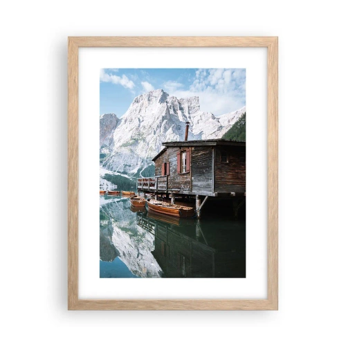 Pôster com moldura de carvalho claro - Manhã cristalina nas montanhas - 30x40 cm