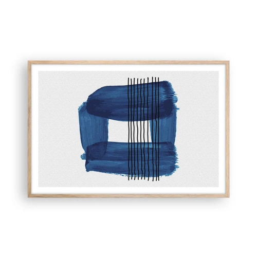 Pôster com moldura de carvalho claro - Composição azul-negra - 91x61 cm