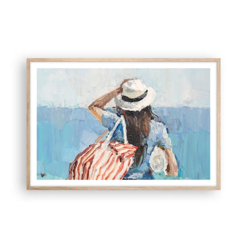 Pôster com moldura de carvalho claro - Bem-vindo às suas férias - 91x61 cm